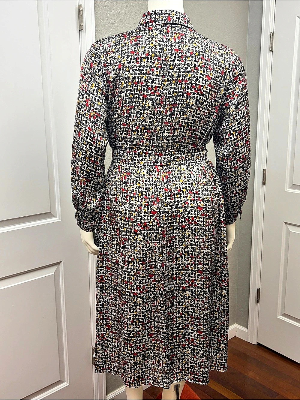 Marina Rinaldi Abstract Print Midi Shirtdress Dress w/Slip Size 20 - Picture 4 of 16